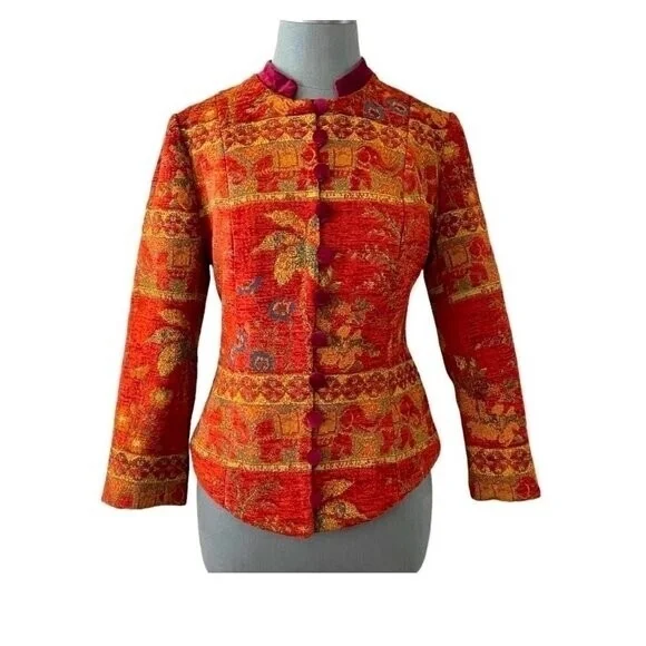 KAMARA by Maroti Ildiko Multicolor Quilted Jacquard Elephant Print Blazer S